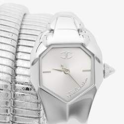 مملوكة مسبقًا Just Cavalli Glam Snake Septagon JC1L112M0015 Silver Dial Stainless Steel Women's Wristwatch 22 mm