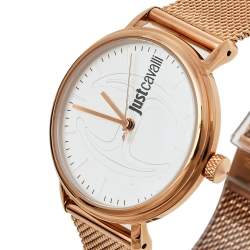 Pre Owned ساعة يد نسائية جست كافالي جي سي1أل012إم0085 ستانلس ستيل لون ذهبي وردي بيضاء 34 مم