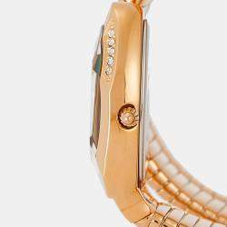Pre Owned Just Cavalli Green Gold Plated Stainless Steel Crystal Embellished Signature Snake Glam Evo 9 JC1L224M0055 Women's Wristwatch 22 mm