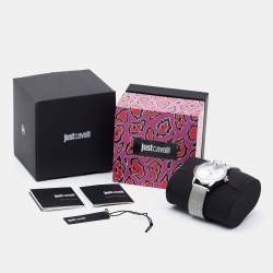 Pre Owned Just Cavalli Silver Stainless Steel JC1L057M0355 Women's Wristwatch 32 mm