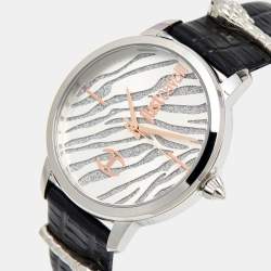 Just Cavalli Silver Stainless Steel Leather JC1L127L0015 Women's Wristwatch 38 mm