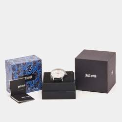Just Cavalli Silver Stainless Steel Leather JC1L127L0015 Women's Wristwatch 38 mm