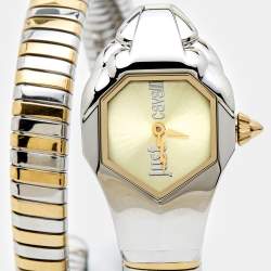 Just Cavalli Champagne Two-Tone Stainless Steel Glam Chic Snake JC1L001M0035 Women's Wristwatch 22 mm