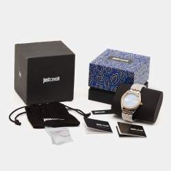 Just Cavalli Blue Two-Tone Stainless Steel Crystal Brillante JC1L195M0125 Women's Wristwatch 34 mm