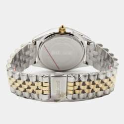 Pre Owned Just Cavalli Black Tw0-Tone Stainless Steel Crystal Brillante JC1L195M0105 Women's Wristwatch 34 mm