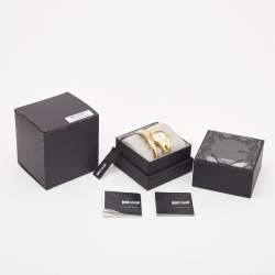 مملوكة مسبقًا Just Cavalli Mother Of Pearl Yellow Gold Plated Stainless Steel Serpent JC1L001M0026 Women's Wristwatch 22 mm