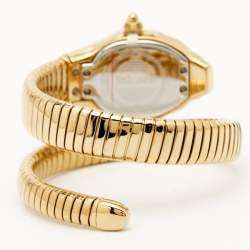 مملوكة مسبقًا Just Cavalli Mother Of Pearl Yellow Gold Plated Stainless Steel Serpent JC1L001M0026 Women's Wristwatch 22 mm