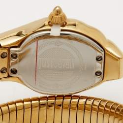 مملوكة مسبقًا Just Cavalli Mother Of Pearl Yellow Gold Plated Stainless Steel Serpent JC1L001M0026 Women's Wristwatch 22 mm