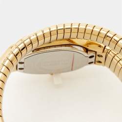 مملوكة مسبقًا Just Cavalli Mother Of Pearl Yellow Gold Plated Stainless Steel Serpent JC1L001M0026 Women's Wristwatch 22 mm