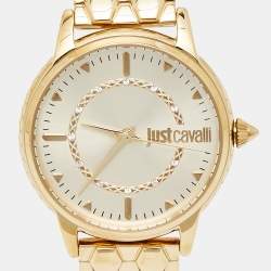 Just Cavalli Champagne Gold Plated Stainless Steel Emozioni JC1L149M0045 Women's Wristwatch Set 34 mm