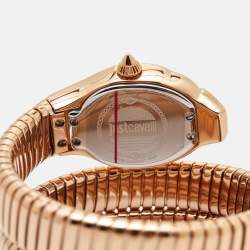 Just Cavalli Glittered Champagne Rose Gold Plated Stainless Steel Glam Chic JC1L115M0035 Women's Wristwatch 22 mm