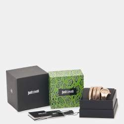 Just Cavalli Glittered Champagne Rose Gold Plated Stainless Steel Glam Chic JC1L115M0035 Women's Wristwatch 22 mm