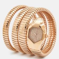 Just Cavalli Glittered Champagne Rose Gold Plated Stainless Steel Glam Chic JC1L115M0035 Women's Wristwatch 22 mm