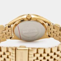 Just Cavalli Green Gold Plated Stainless Steel Crystal Brillante JC1L195M0075 Women's Wristwatch Set 34 mm
