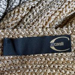 Pre Owned Just Cavalli Beige & Gold Lurex Knit Scarf