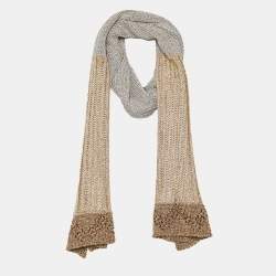 Pre Owned Just Cavalli Beige & Gold Lurex Knit Scarf