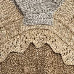 Just Cavalli Beige Lurex Knit Crop Sweater M