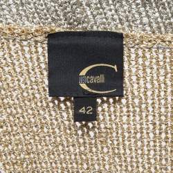 Just Cavalli Beige Lurex Knit Crop Sweater M