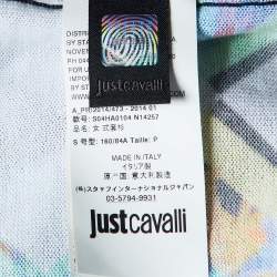 Pre Owned Just Cavalli Multicolor Printed Cotton Knit Cardigan S