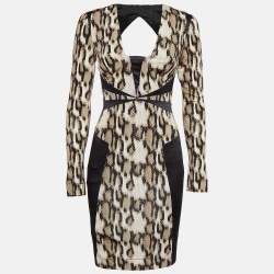 Pre Owned Just Cavalli Black Snake Skin Print Jersey Midi Dress S