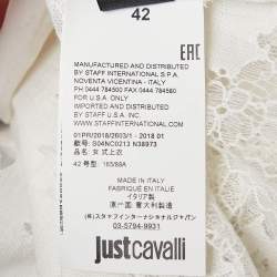 Just Cavalli White Lace Ruffled Sleeveless Shirt M