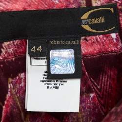 Just Cavalli Pink Abstract Print Satin Pleated Maxi Skirt M