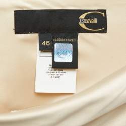 Pre Owned Just Cavalli Cream Floral Print Satin Flared Maxi Skirt L