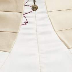 Pre Owned Just Cavalli Cream Floral Print Satin Flared Maxi Skirt L