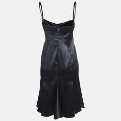 Pre Owned Just Cavalli Black Satin Flared Slip Dress M