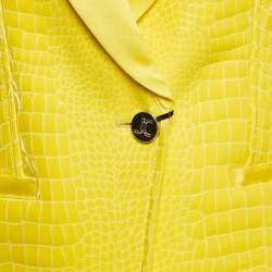 Just Cavalli Yellow Snake Pattern Faux Leather Blazer M