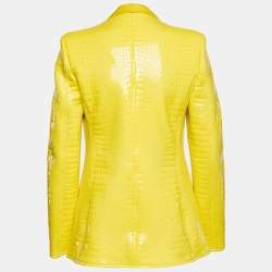 Just Cavalli Yellow Snake Pattern Faux Leather Blazer M