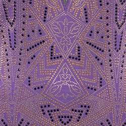 Pre Owned Just Cavalli Purple Studded Mesh Trim Jersey Asymmetric Dress S
