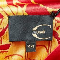 Just Cavalli Yellow/Red Print Satin Sleeveless Gown M