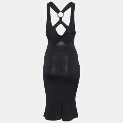 Pre Owned Just Cavalli Black Jersey Flared Midi Dress S