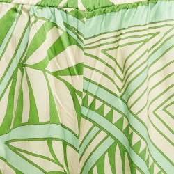 Pre Owned Just Cavalli Green Printed Silk Wide-Leg Pants M