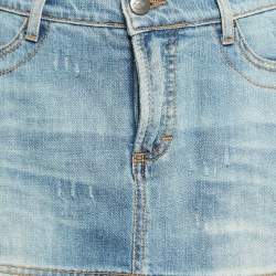 Just Cavalli Blue Embroidered Denim Mini Skirt M
