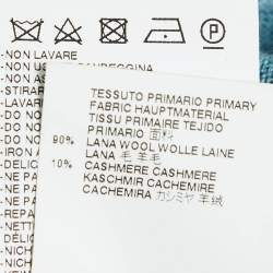 Pre Owned Just Cavalli Navy Blue Printed Knit Fringed Lace-Up Poncho Top M