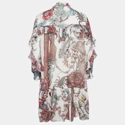 Pre Owned Just Cavalli Multicolor Printed Crepe Tie-Up Neck Mini Dress M