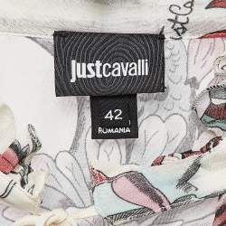 Pre Owned Just Cavalli Multicolor Printed Crepe Tie-Up Neck Mini Dress M