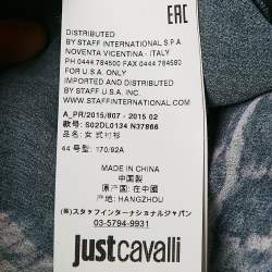 Pre Owned Just Cavalli Black Snake Printed Chiffon Semi Sheer Blouse M