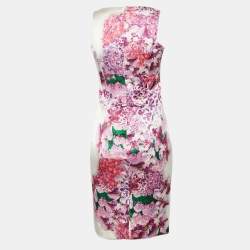 مملوكة مسبقًا Just Cavalli Pink Floral Print Satin Sheath Dress S