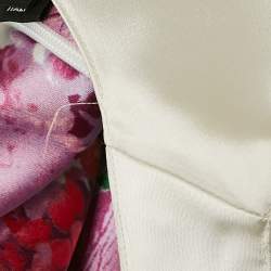 مملوكة مسبقًا Just Cavalli Pink Floral Print Satin Sheath Dress S