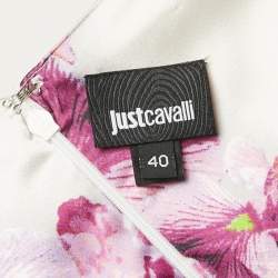 مملوكة مسبقًا Just Cavalli Pink Floral Print Satin Sheath Dress S
