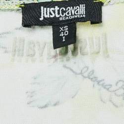 Pre Owned Just Cavalli Beachwear Green Printed Jersey Sleeveless Midi Dress XS