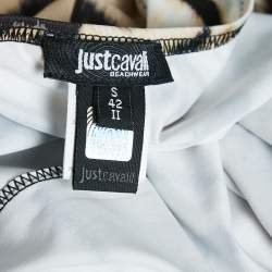 Pre Owned Just Cavalli Beachwear Beige Tiger Print Jersey One Shoulder Mini Dress S