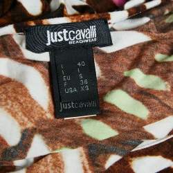 Pre Owned Just Cavalli Beachwear Brown Printed Jersey Cover-Up Dress M