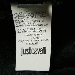 Pre Owned Just Cavalli Black Fur and Leather Mid-Length Coat S