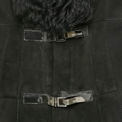 Pre Owned Just Cavalli Black Fur and Leather Mid-Length Coat S