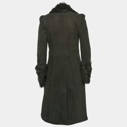 Pre Owned Just Cavalli Black Fur and Leather Mid-Length Coat S