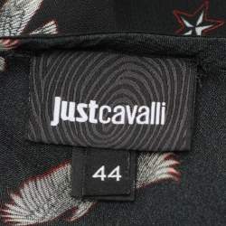 Pre Owned Just Cavalli Black Combat Eagle Printed Viscose Maxi Dress M